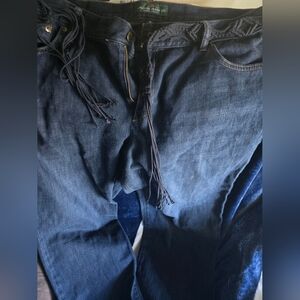 COPY - LRL womens boyfriend jeans with belt nwot size 16 boot cut denim blue